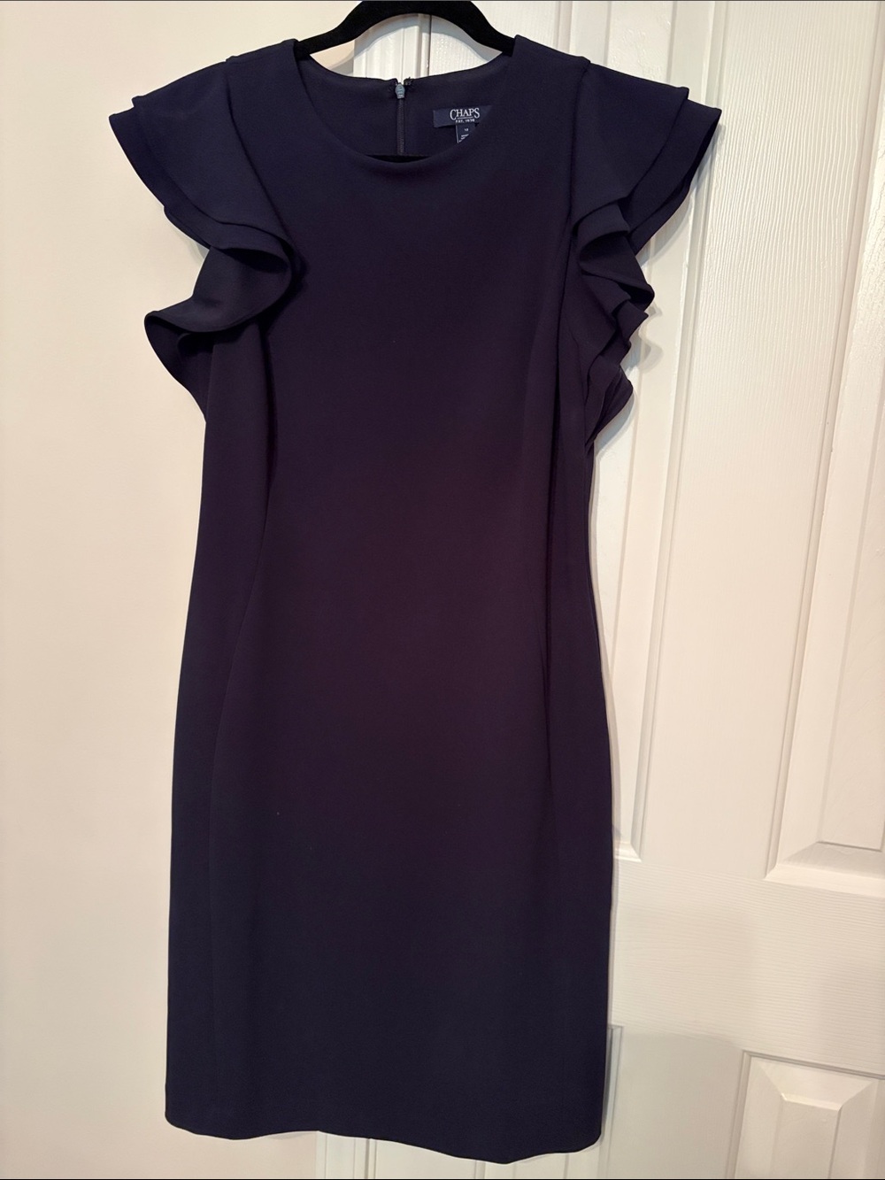 Chaps Dark Navy Ruffle-Sleeve Midi Dress 12